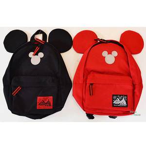 디즈니랜드 미키 귀달린 어린이 백팩 가방(블랙,레드)